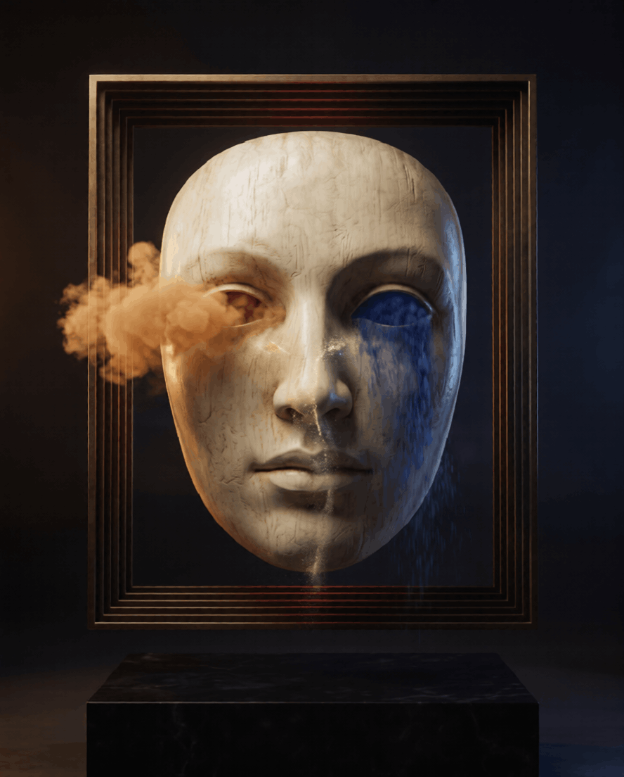 Original Artcoin gallery artwork representing emotion as illuminated sculptural energy